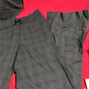 Classiques Entier Black/Gray Plaid Wide Leg Super Long and wide Dress Pants
